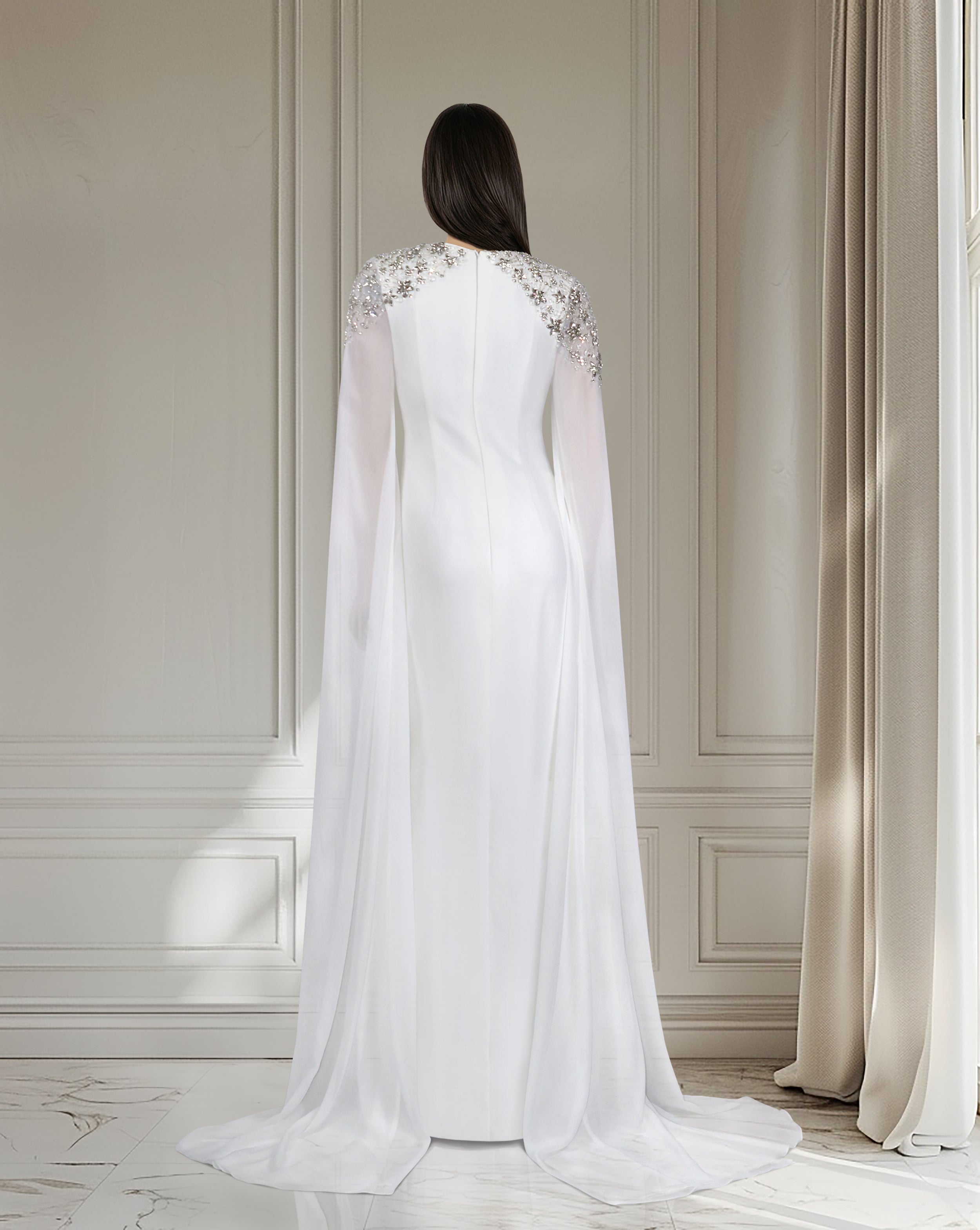Beaded shoulders black dress with cape sleeves - Zoella