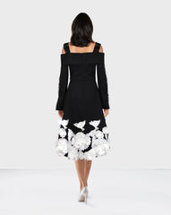 Little black dress with 3D flowered bottom - JOLLA