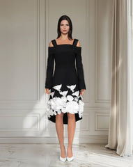 Little black dress with 3D flowered bottom - JOLLA