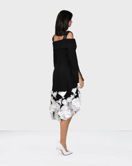 Little black dress with 3D flowered bottom - JOLLA