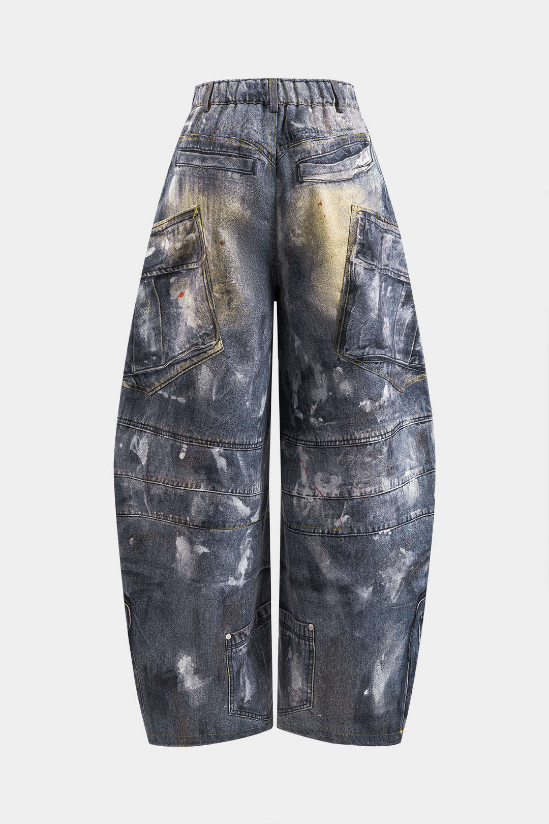 Abstract Print Pocket Barrel Trousers