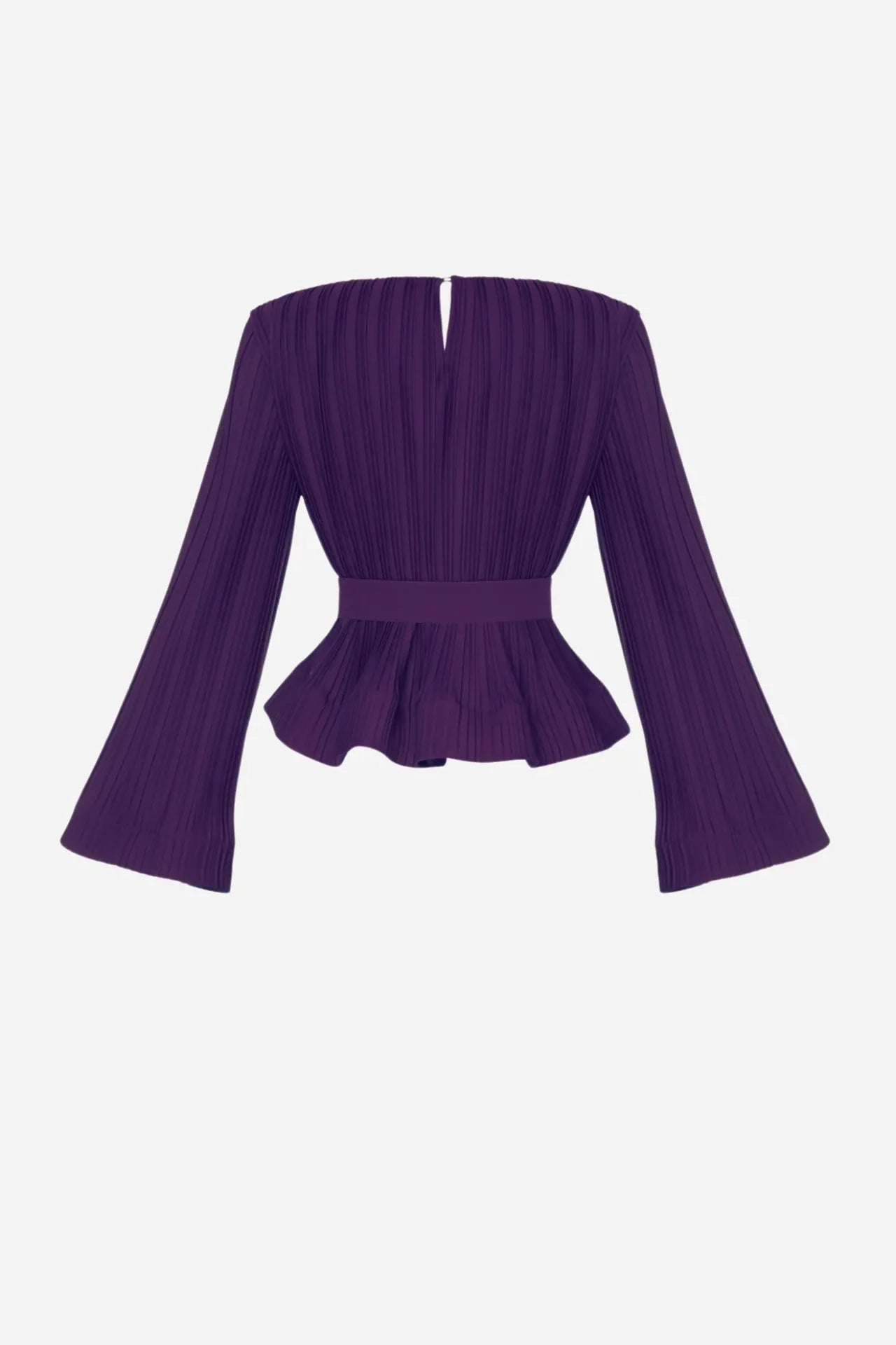 Pleated flared-sleeve top and maxi skirt set with waist belt – Rosiny