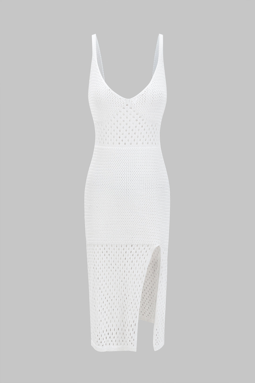 Knit Hollow Out Slip Slit Dress