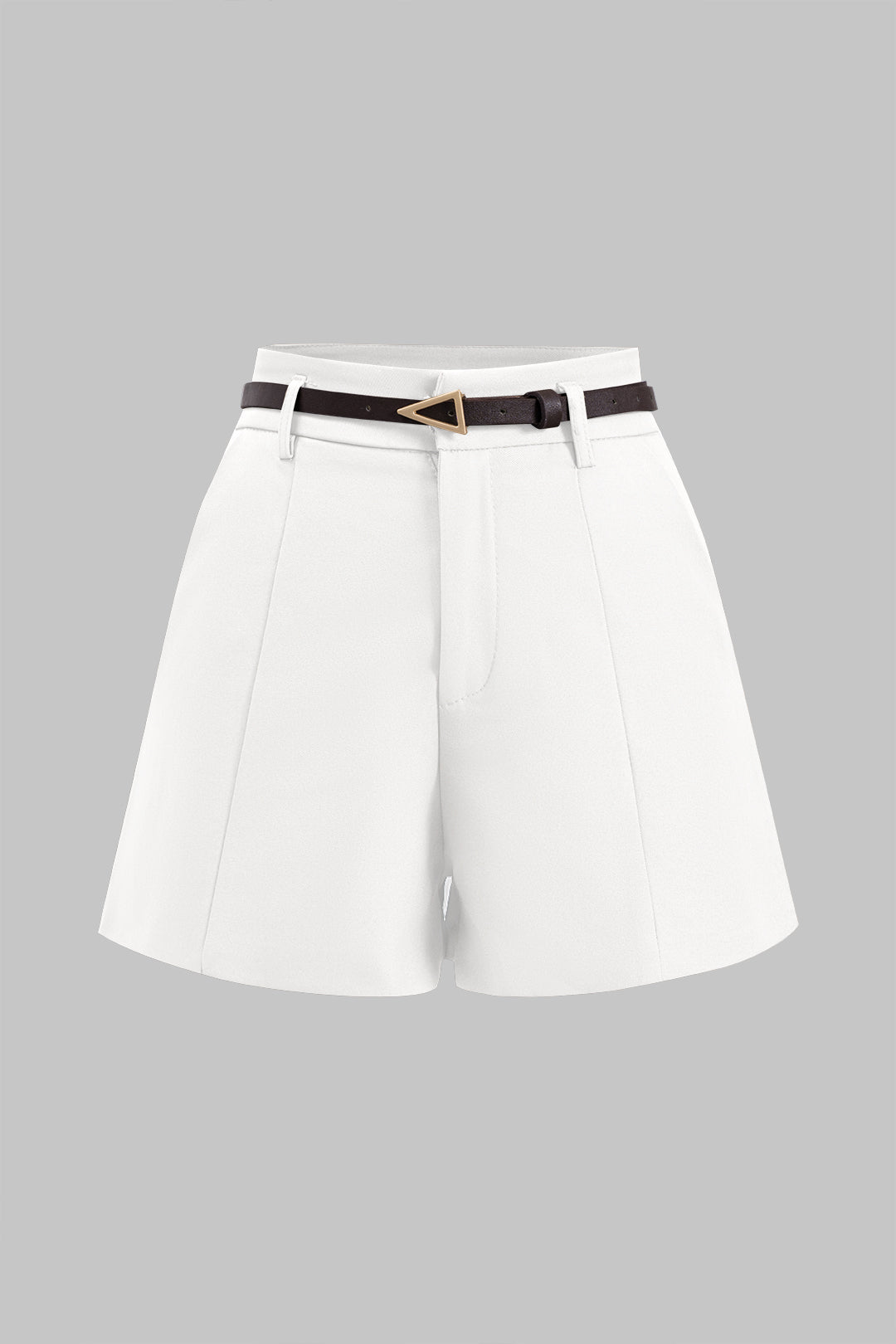 Solid Belted Pocket Shorts