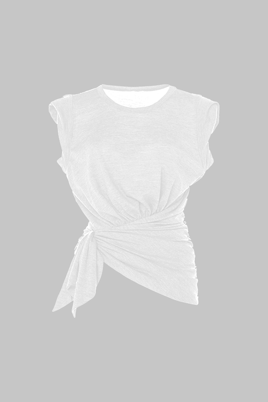 Ruched Asymmetrical Tie Knot T-Shirt