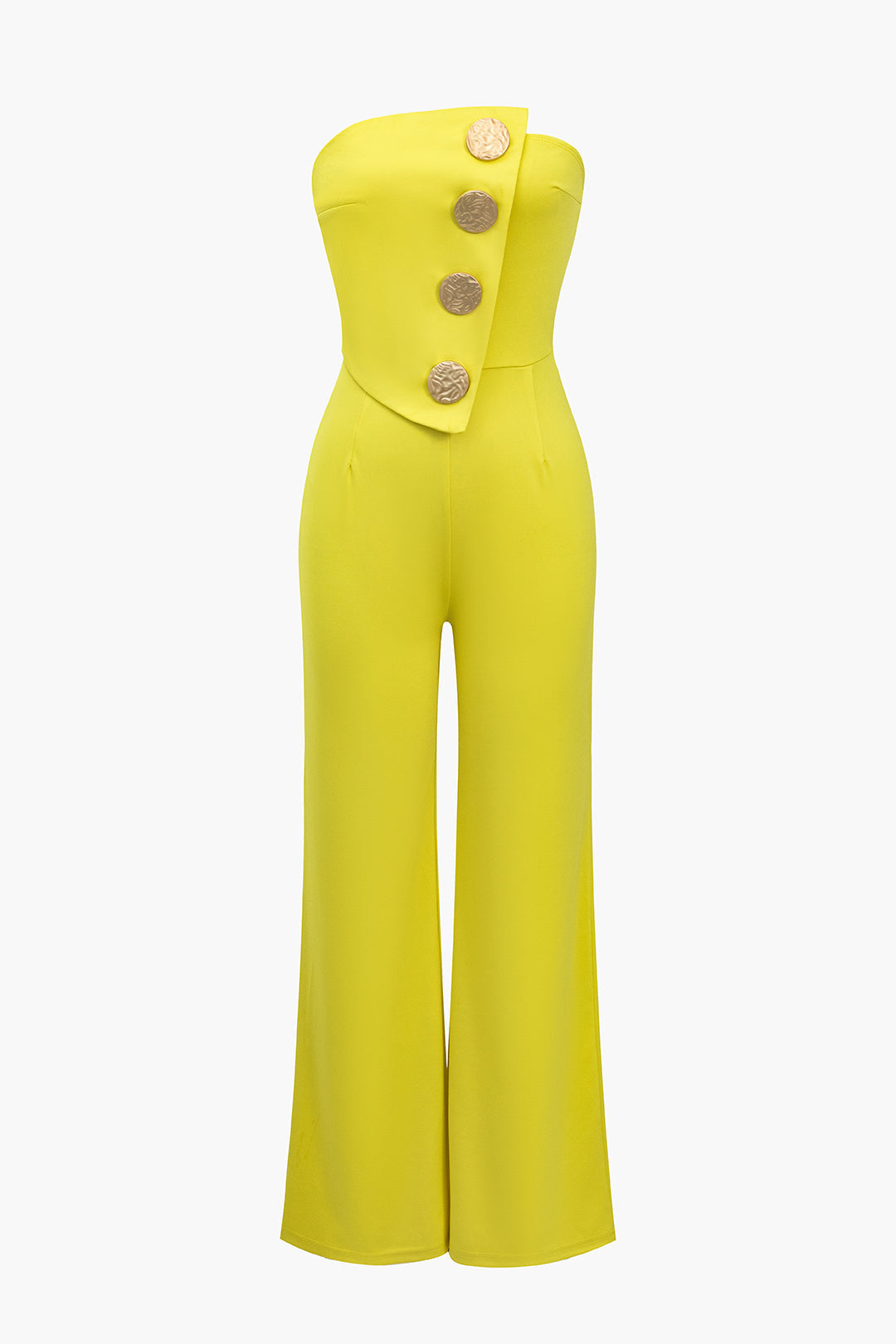 Solid Button Asymmetrical Jumpsuit