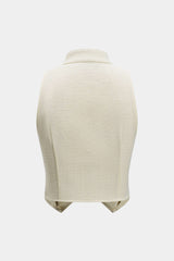 Button Sleeveless Top And Pleated Wide Leg Trousers Set