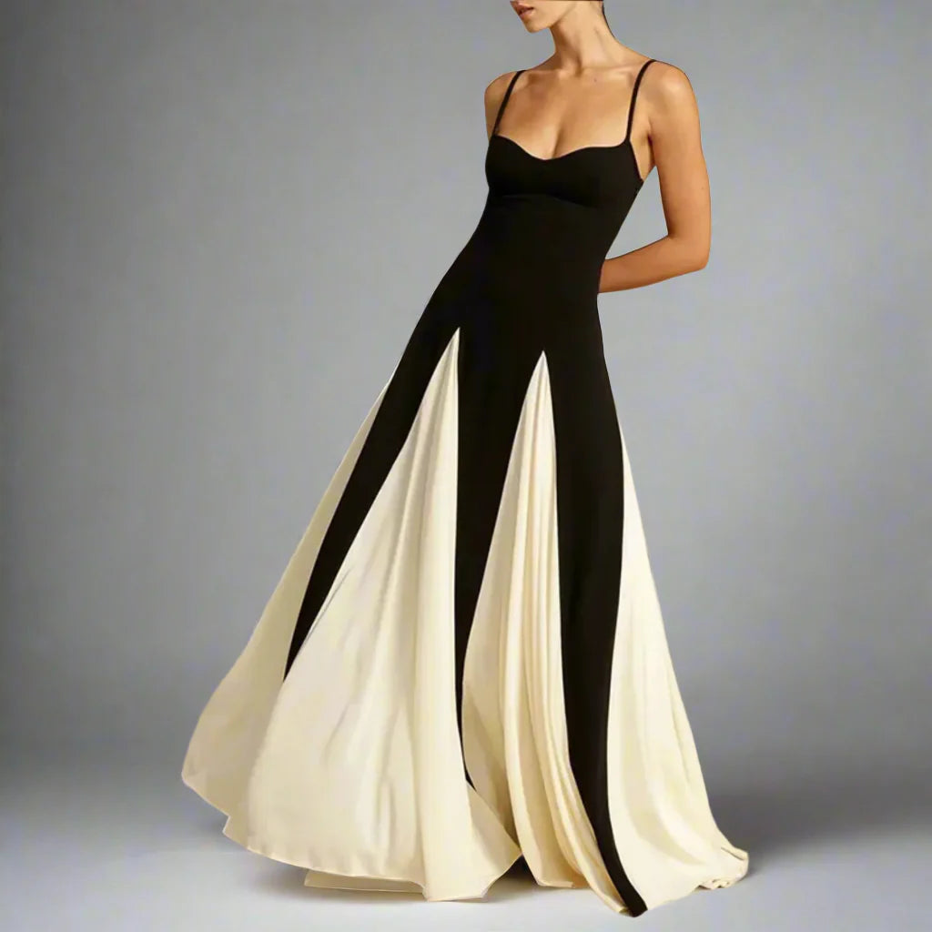 two-tone panel maxi dress – Sarena