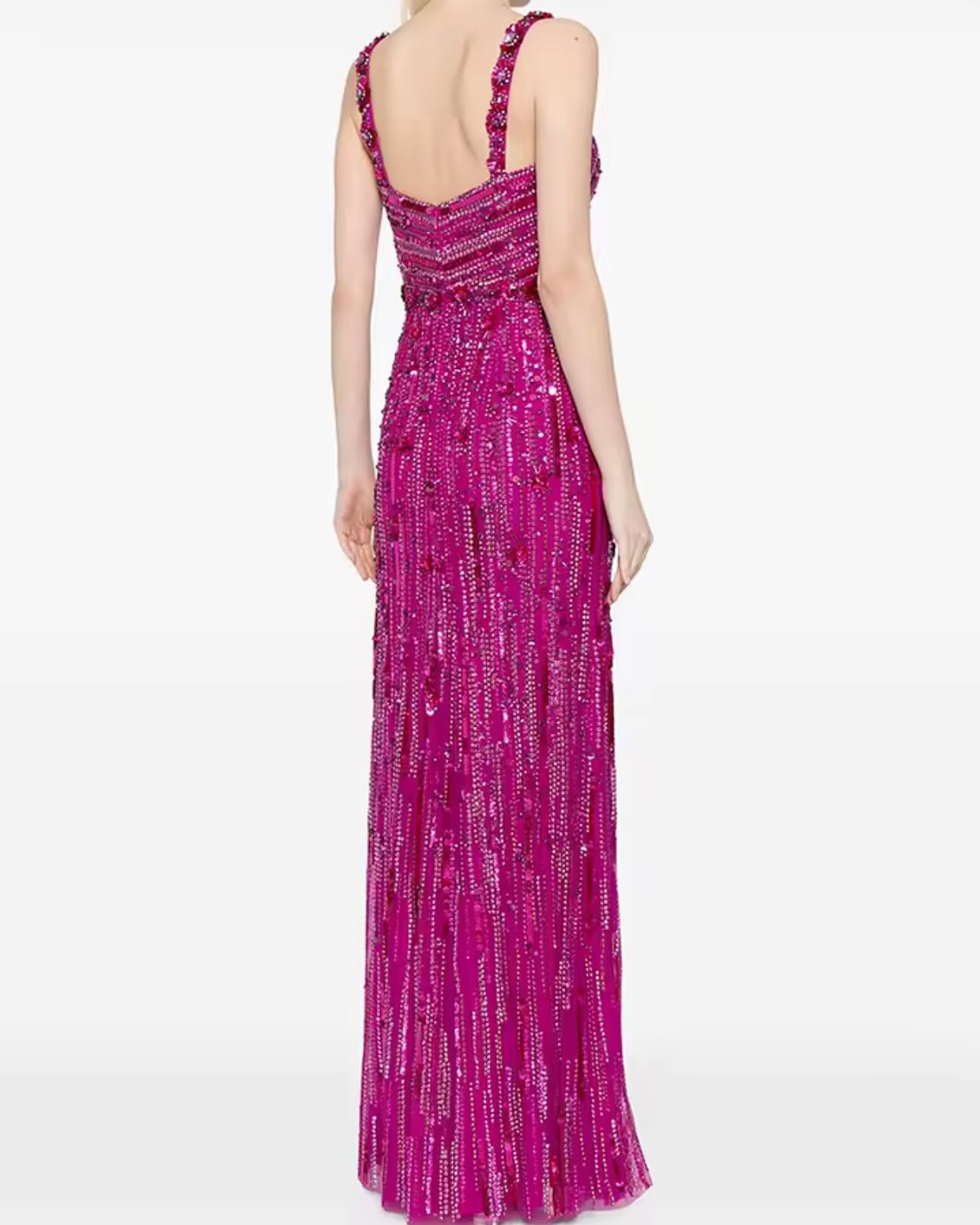 sleeveless sequin column dress with crystal waist – AQUA