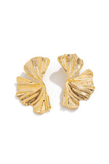 Metal Ginkgo Leaf Irregular Earrings