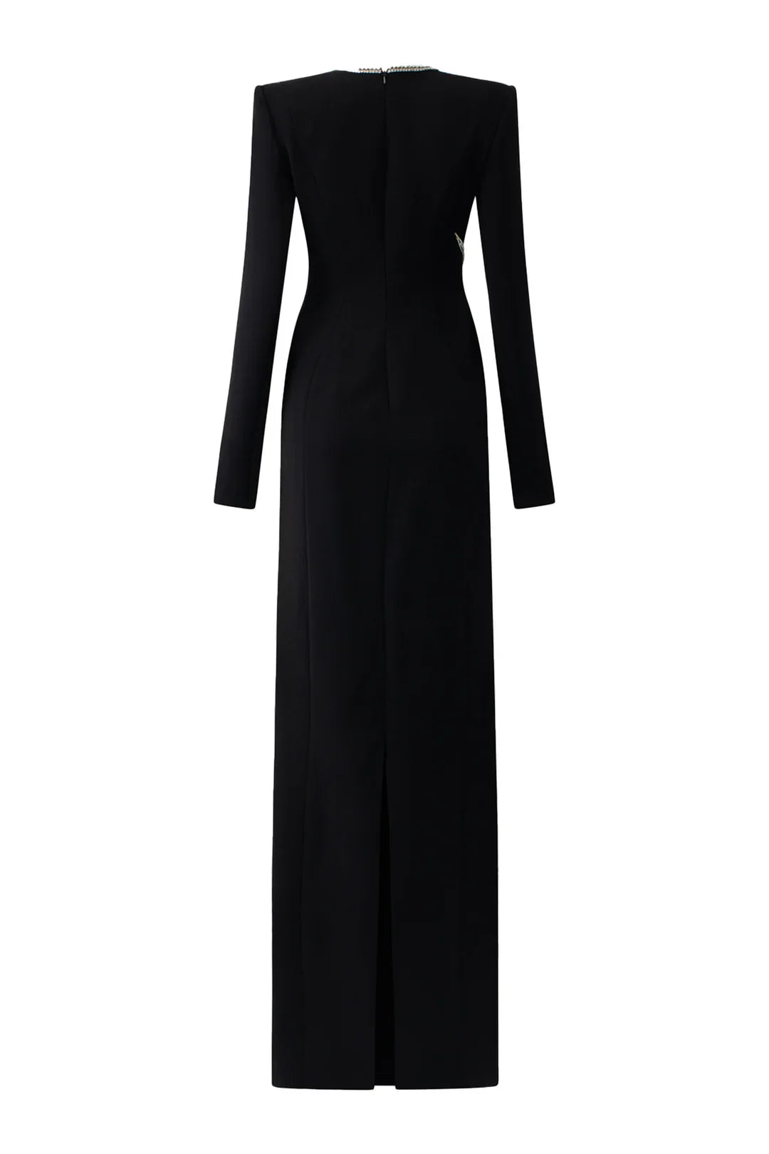 Long-sleeve column dress with V-neck and floral embellishment - ORBIT