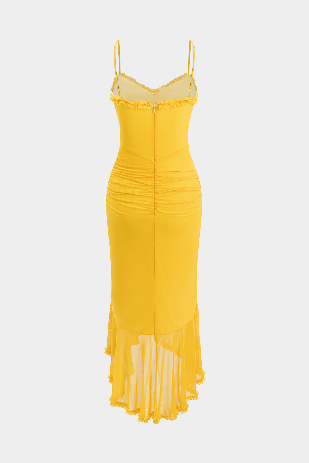 Mesh Slip Ruffle Maxi Dress