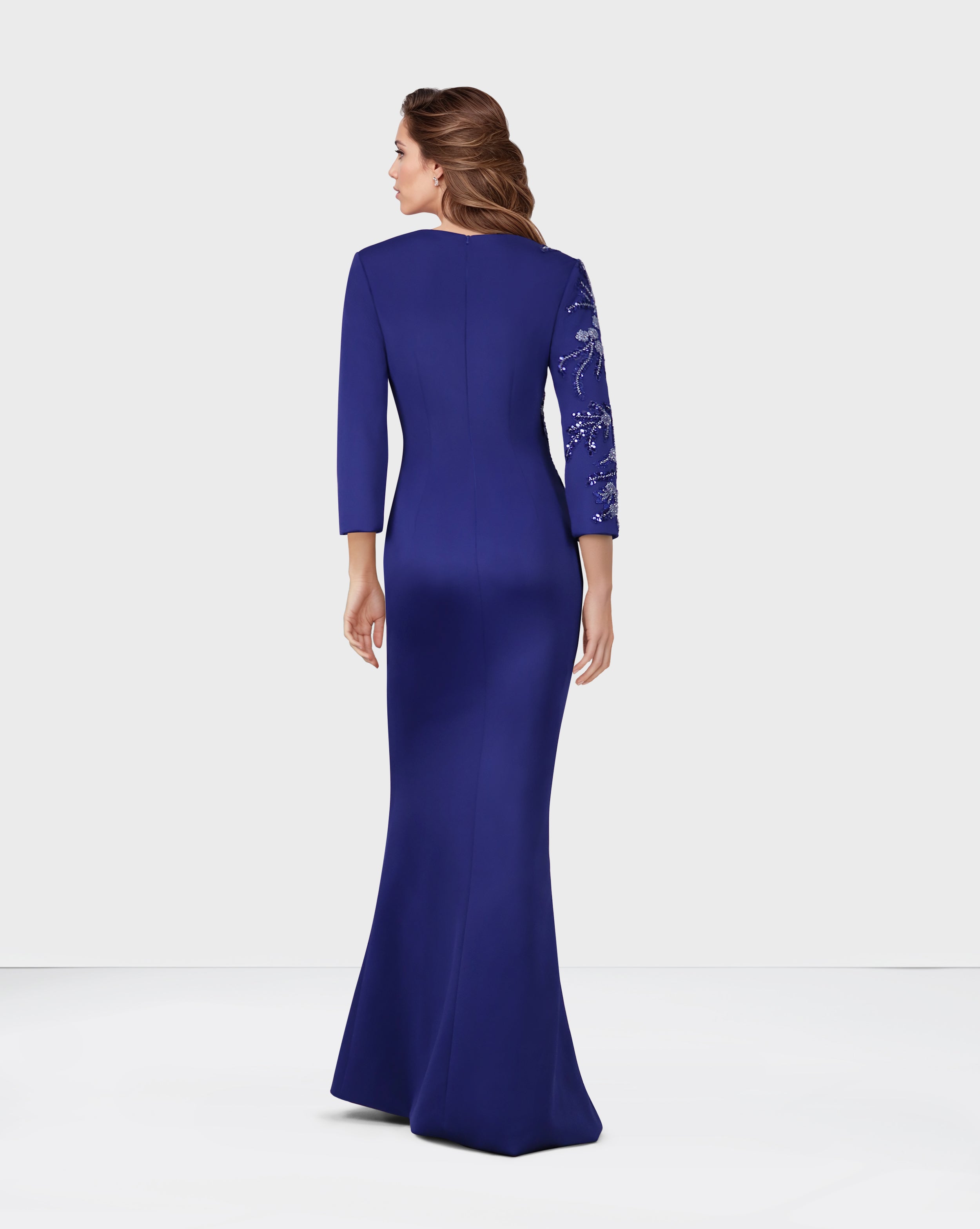 Long sleeve Floor-Length Dress with beaded side-Fadwa