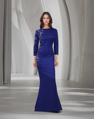 Long sleeve Floor-Length Dress with beaded side-Fadwa