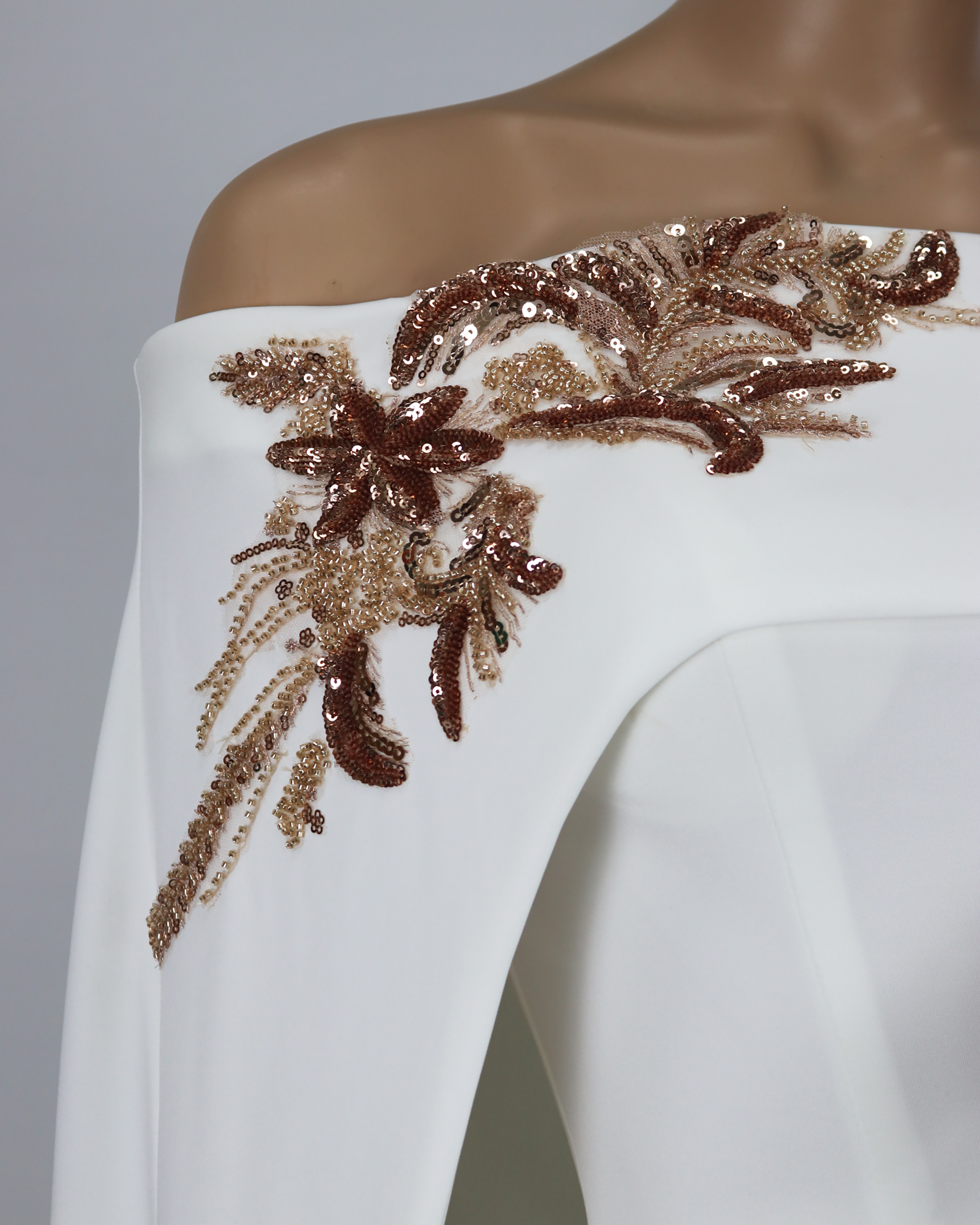 Shoulder off - sequined dress with maxi cape