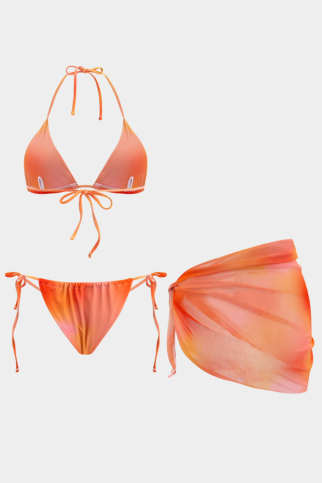 Ombre Print Mesh Tie-Up Bikini Set