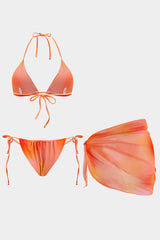 Ombre Print Mesh Tie-Up Bikini Set
