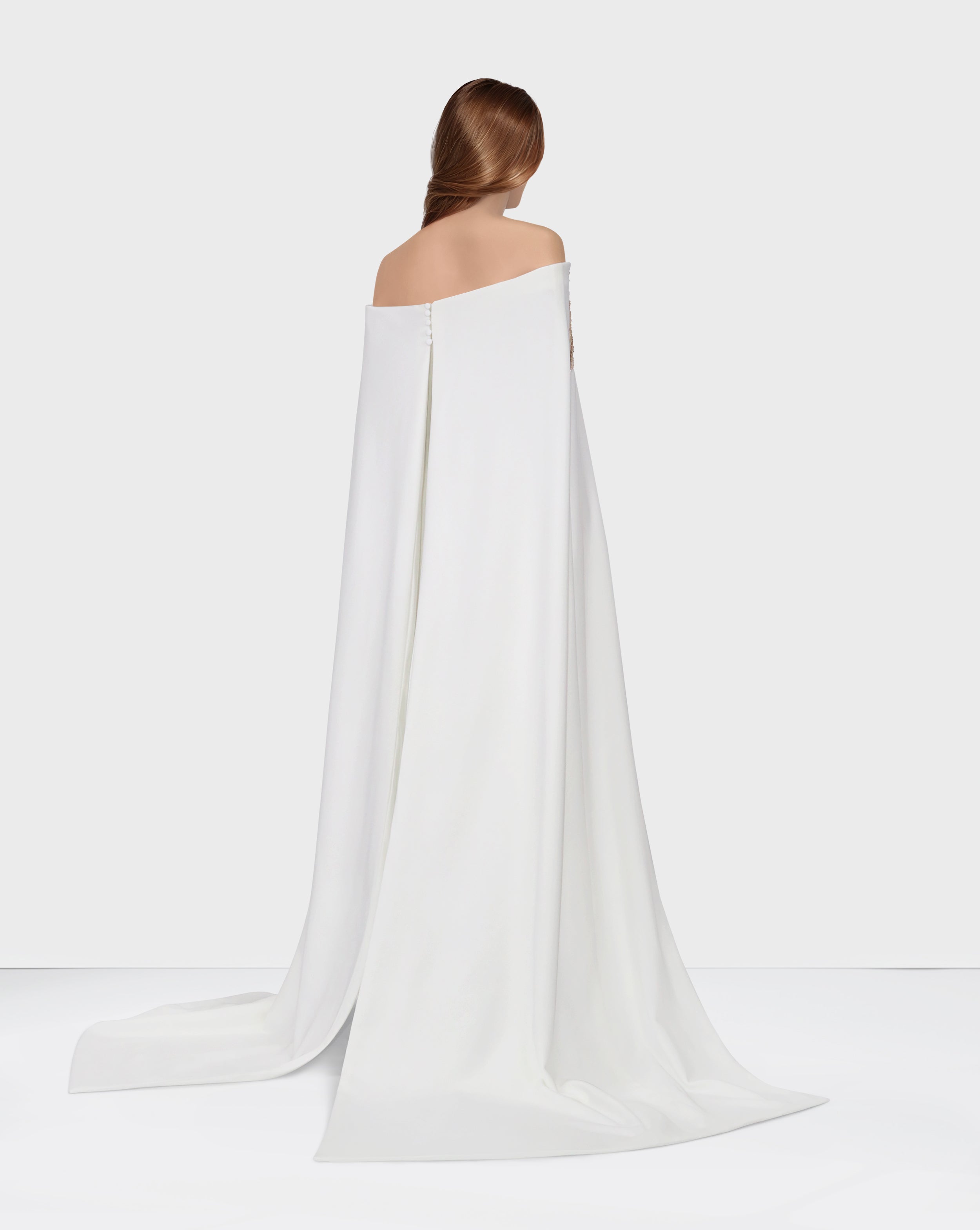 Shoulder off - sequined dress with maxi cape