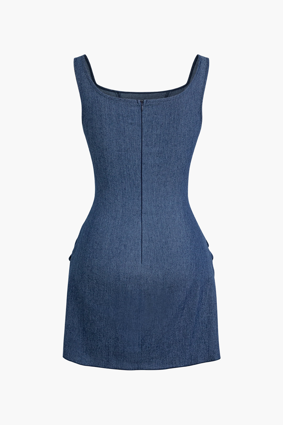 3D Flower Ruched Tank Denim Dress
