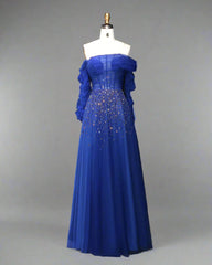 Off-shoulder tulle gown with crystal embellishments – STELLARA