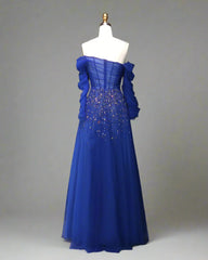 Off-shoulder tulle gown with crystal embellishments – STELLARA