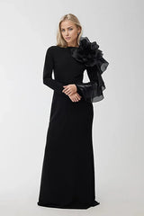 floral-shoulder crepe gown – Golan