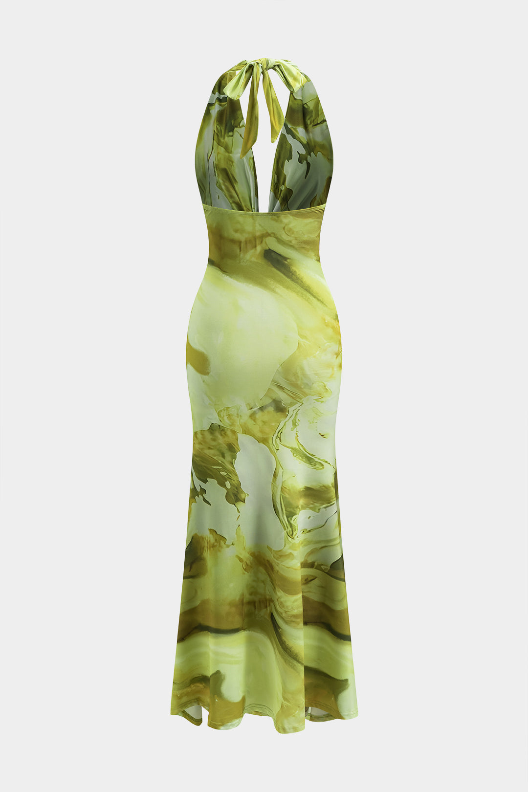 Tie Dye Print Backless Cowl Neck Maxi Dress