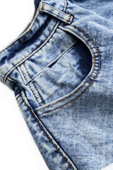 Denim Contrast Button Pocket Shorts