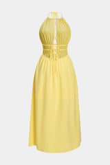 Halter Neck Cut Out Sleeveless Maxi Dress