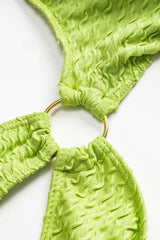 Asymmetrical Bikini And Ruched Tie Knot Cover Up Set