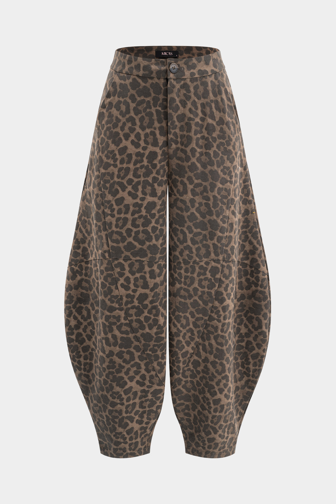 Leopard Print Denim Wide Leg Pants