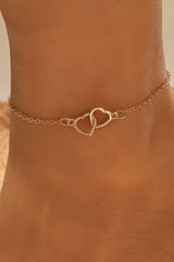 Metal Heart-Shaped Hollow Interlocking Anklet