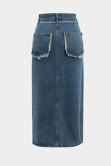 Denim Asymmetrical Pocket Skirt