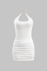 Metallic Chain Cut Out Sleeveless Mini Dress
