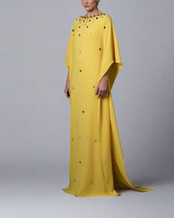 Yellow Crystal Embellished Dress - Susan