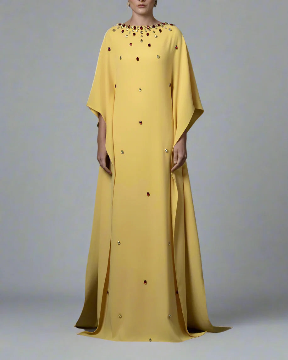 Yellow Crystal Embellished Dress - Susan