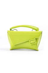 Faux Leather Metallic Crossbody Handheld Square Tote Bag
