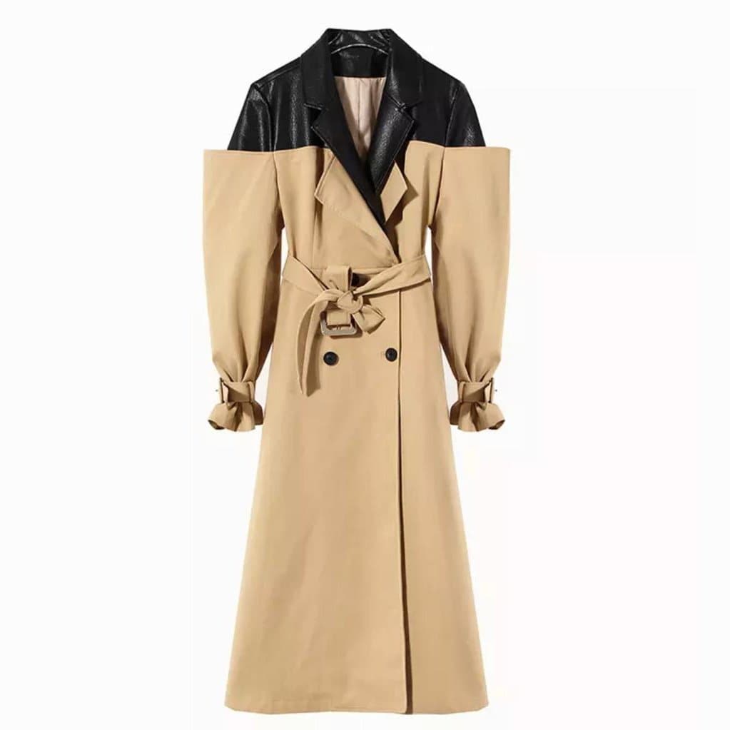 off-shoulder trench coat with contrast lapel - Alice