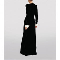 Plunge Button Split Maxi Dress