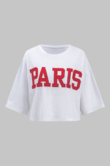 Letter Embroidery Short Sleeve T-Shirt