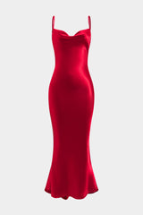 Satin Backless Slip Midi Dress