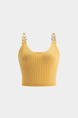 Knit Metallic Decor Strap Cami Top