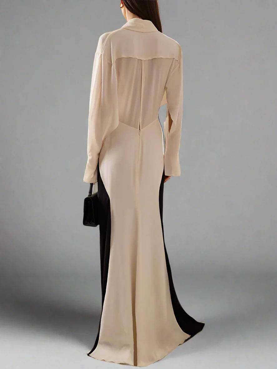 two-tone knotted drape gown – Slven