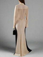 two-tone knotted drape gown – Slven