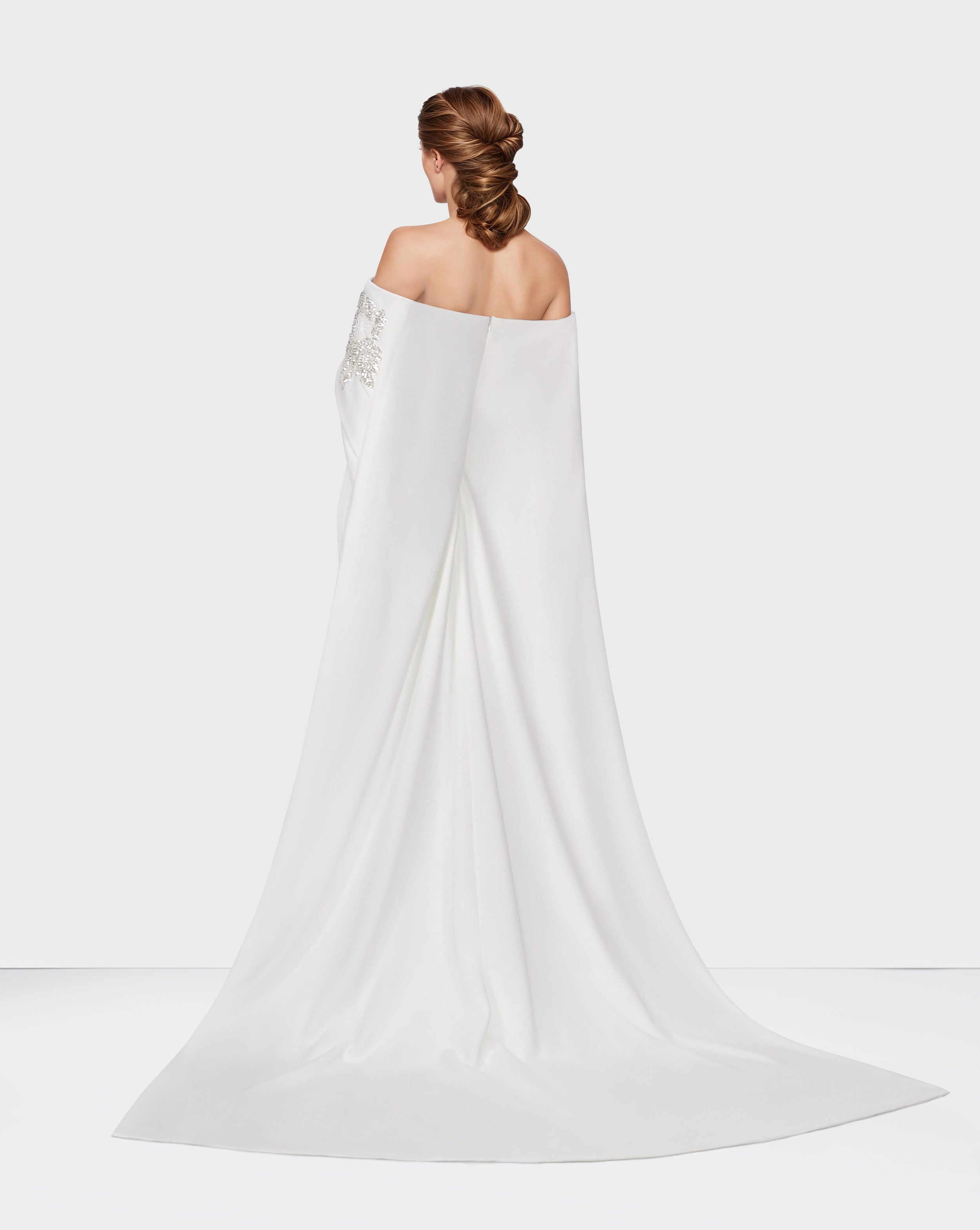 Strapless Sequined dress with a long train