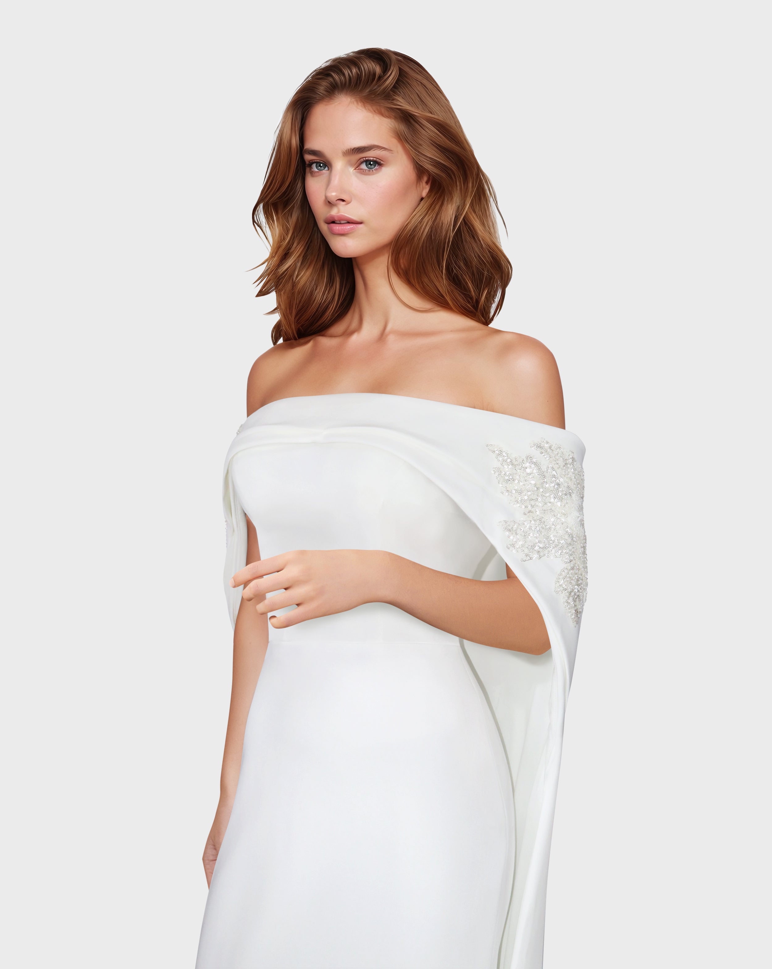 Strapless Sequined dress with a long train