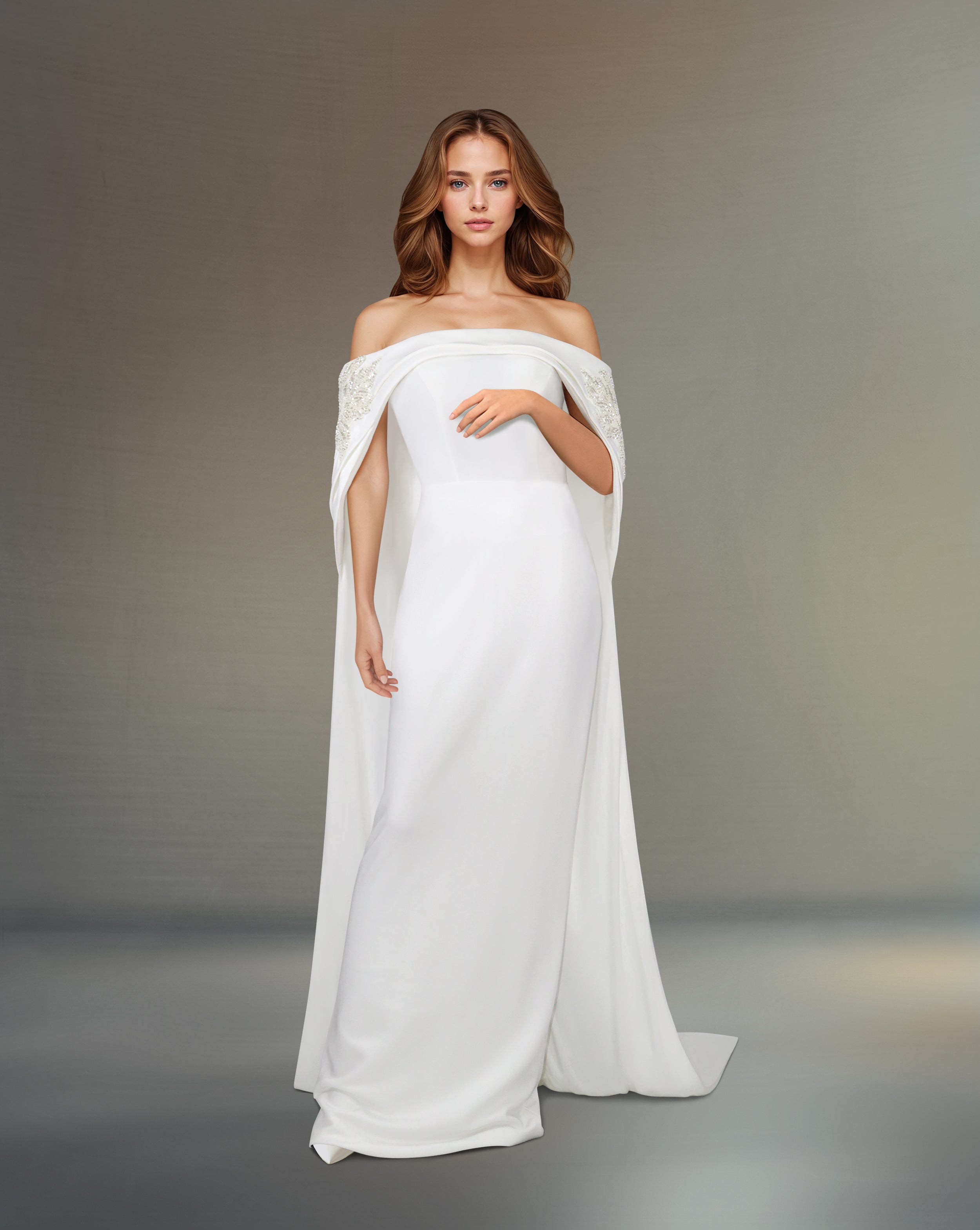 Strapless Sequined dress with a long train