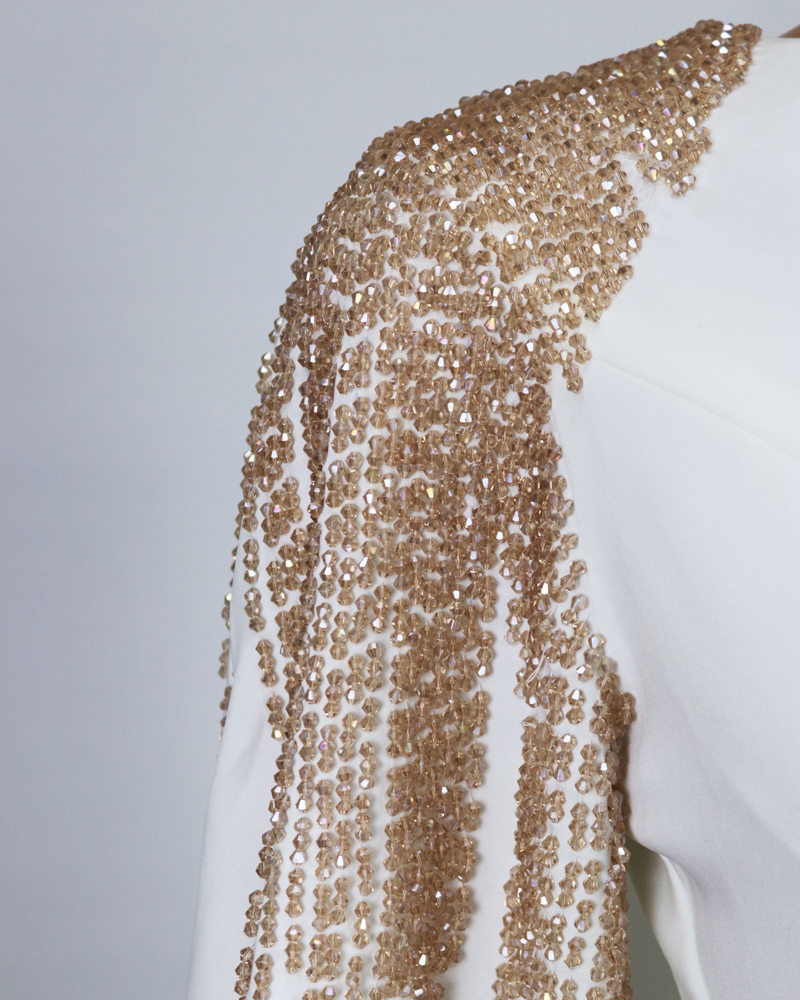Beaded shoulders and cuffs dress with back cape-Nelda