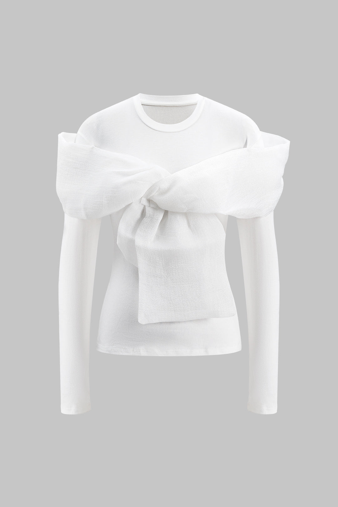 Bow Round Neck Long-Sleeve Top