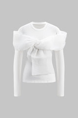 Bow Round Neck Long-Sleeve Top